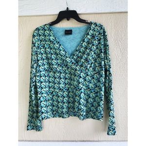 Blue green black LIZ CLAIBORNE long sleeve shirt